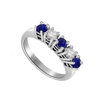 Diamond and Sapphire Half Eternity Ring Engagement 18ct White Gold - R962