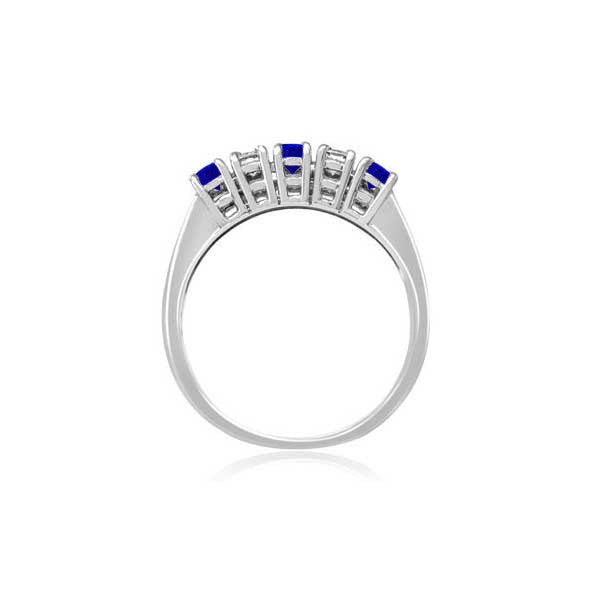 Diamond and Sapphire Half Eternity Ring Engagement 18ct White Gold - R962
