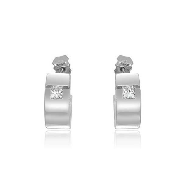 Hoops Diamond Earrings 18ct White Gold - E124