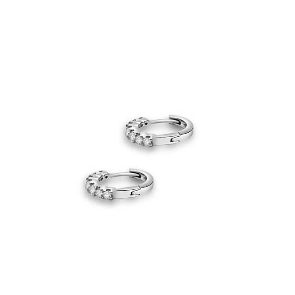 Hoops Diamond Earrings 18ct White Gold - E129