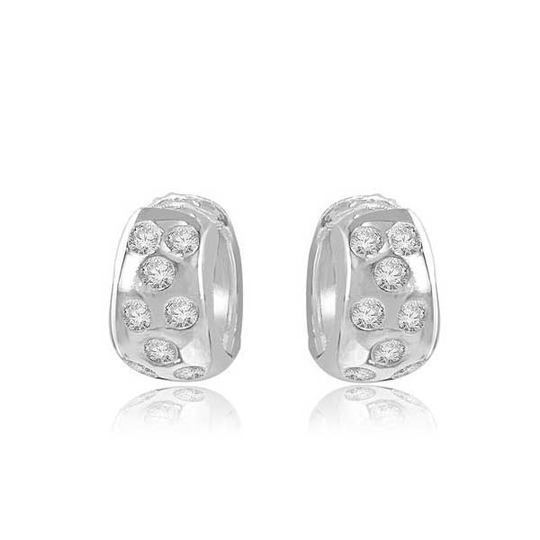 Hoops Diamond Earrings 18ct White Gold - E138