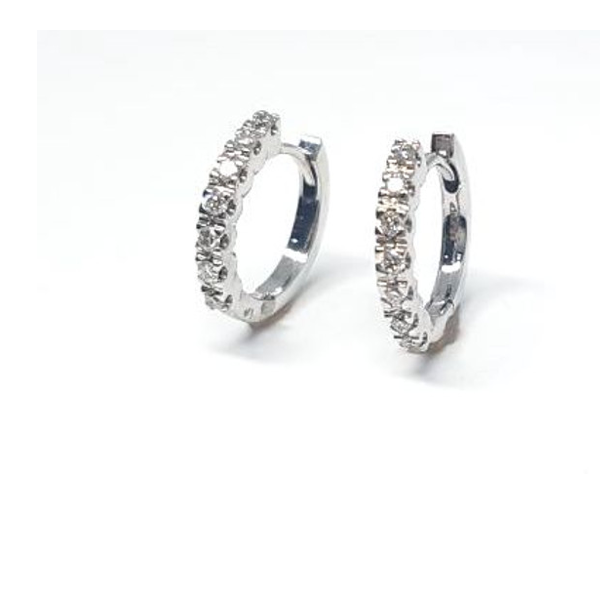 Hoops Earrings with Diamonds 18ct White Gold - EB026