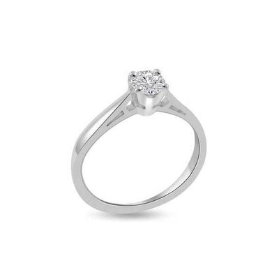 Anello di fidanzamento solitario con diamante in Oro Bianco 18ct - R113