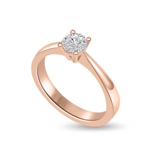 Anello di fidanzamento solitario con diamante in Oro Rosa 18ct - R118