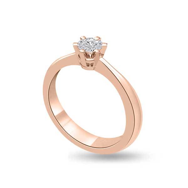 Anello di fidanzamento solitario con diamante in Oro Rosa 18ct - R136