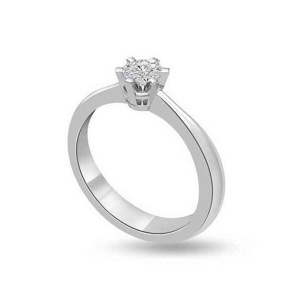 Anello di fidanzamento solitario con diamante in Oro Bianco 18ct - R136