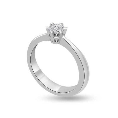 Solitaire Crystal Engagement Ring 925 Silver - R136SL