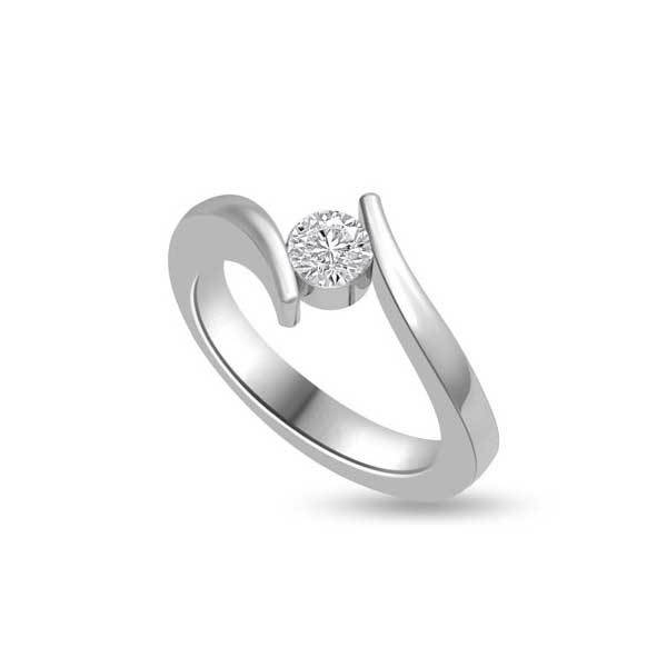Anello di fidanzamento solitario con diamante in Oro Bianco 18ct - R208