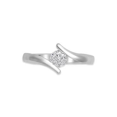 Solitaire Crystal Engagement Ring 925 Silver - R208SL