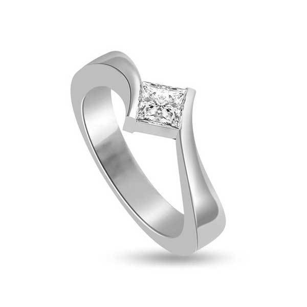 Solitaire Crystal Engagement Ring 925 Silver - R215SL