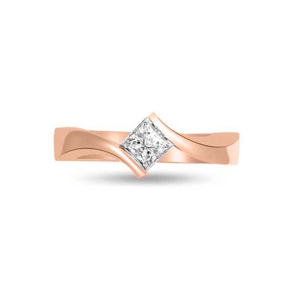 Anello di fidanzamento solitario con diamante in Oro Rosa 18ct - R215