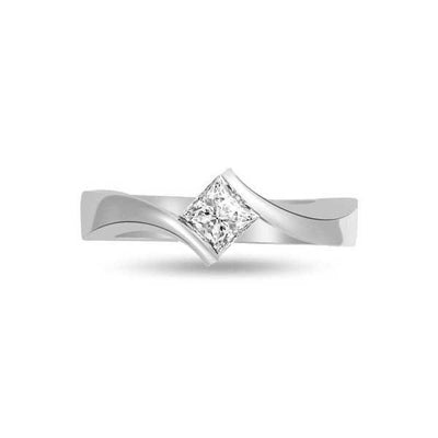 Solitaire Crystal Engagement Ring 925 Silver - R215SL