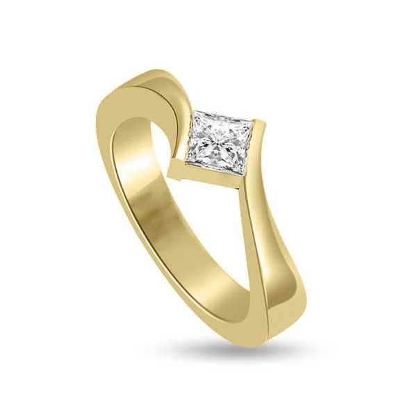 Anello di fidanzamento solitario con diamante in Oro Giallo 18ct - R215