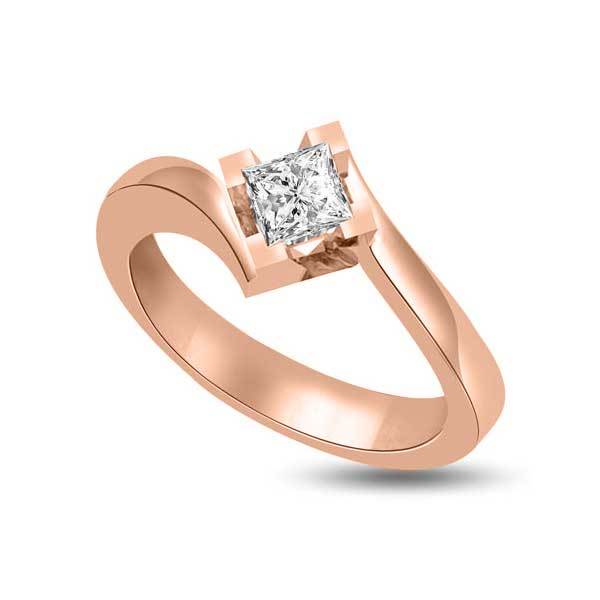 Anello di fidanzamento solitario con diamante in Oro Rosa 18ct - R216