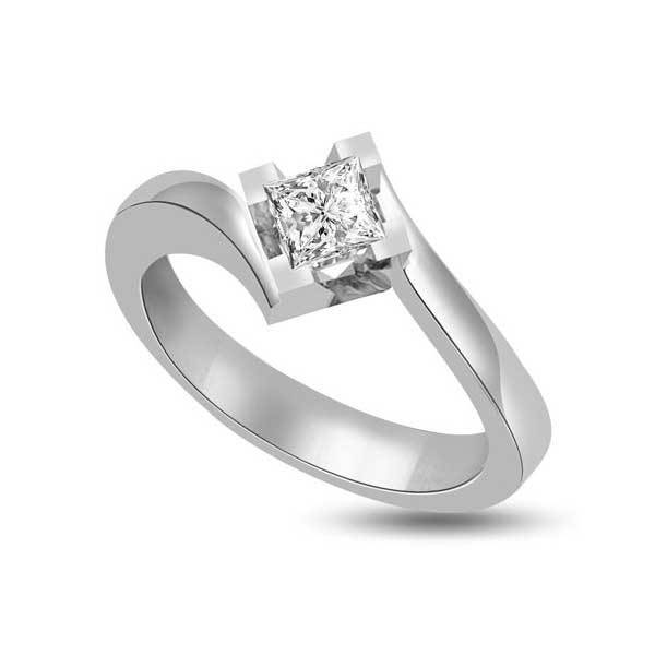 Anello di fidanzamento solitario con diamante in Oro Bianco 18ct - R216