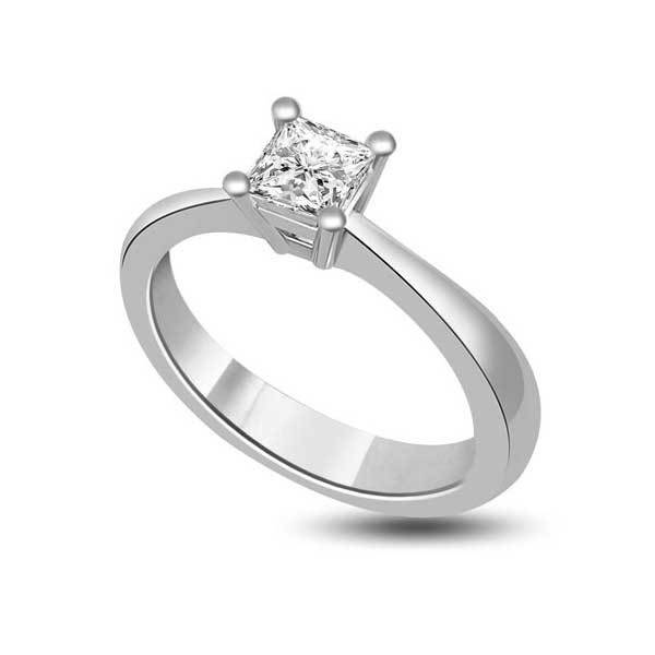 Anello di fidanzamento solitario con diamante in Oro Bianco 18ct - R248