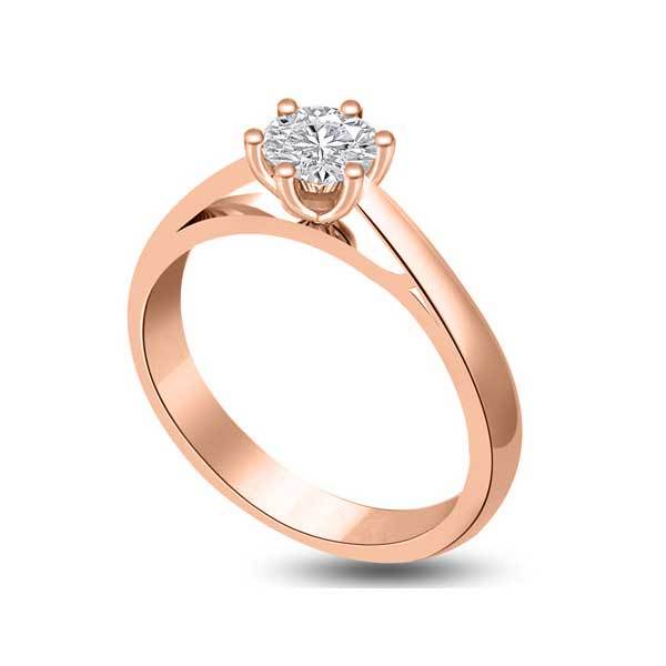 Anello di fidanzamento solitario con diamante in Oro Rosa 18ct - R255