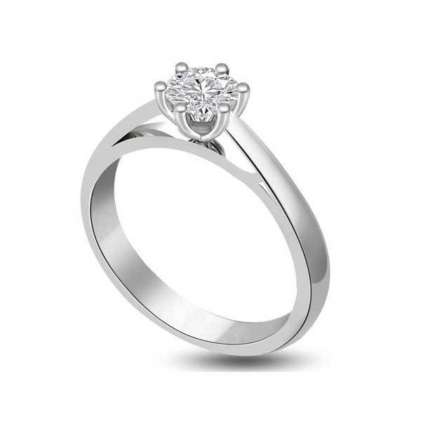 Solitaire Crystal Engagement Ring 925 Silver - R255SL