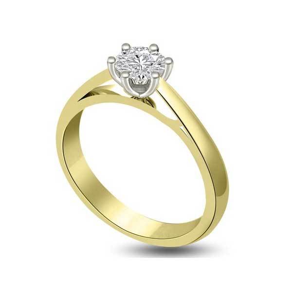 Anello di fidanzamento solitario con diamante in Oro Giallo 18ct - R255