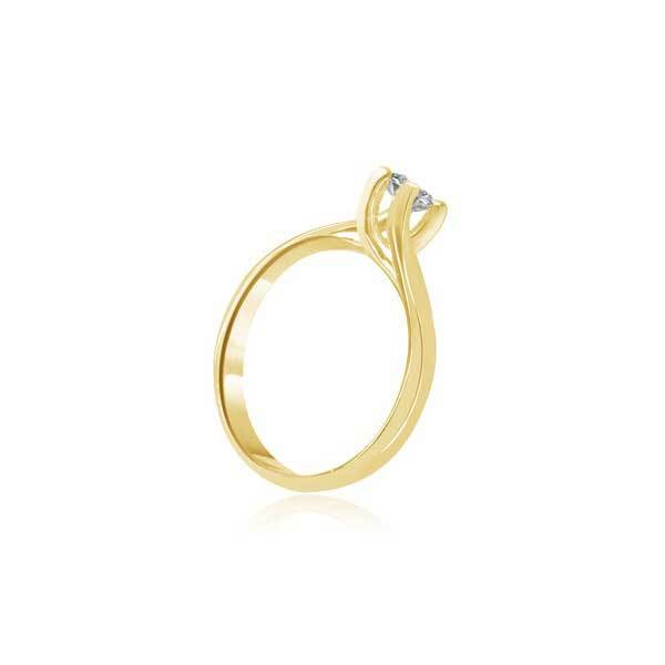 OROVI Anello Fidanzamento Donna Oro Giallo 9kt (375) Con Diamante 0,10 Ct - Fatto A Mano In Italia