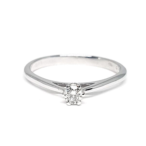 Diamond Solitaire Engagement Ring 18ct White Gold - RB041