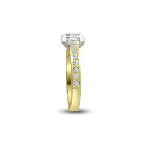 Anello di fidanzamento Solitario Composto con Diamanti sul gambo in Oro Giallo 18ct - R280