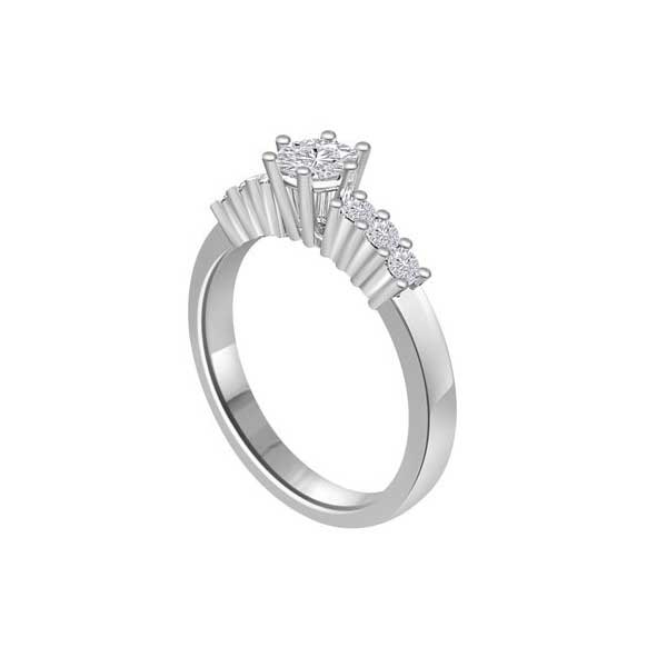 Solitaire Shoulder Diamond Engagement Ring 18ct White Gold - R101