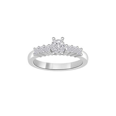 Anello di fidanzamento Solitario Composto con diamanti sul gambo in Oro Bianco 18ct - R101