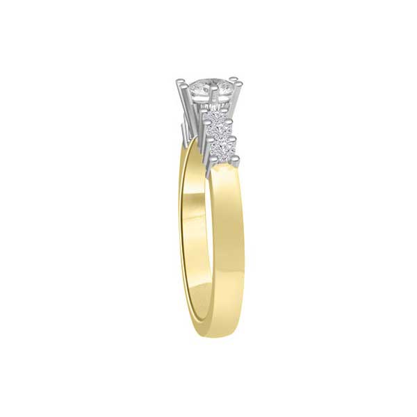 Anello di fidanzamento Solitario Composto con diamanti sul gambo in Oro Giallo 18ct - R101