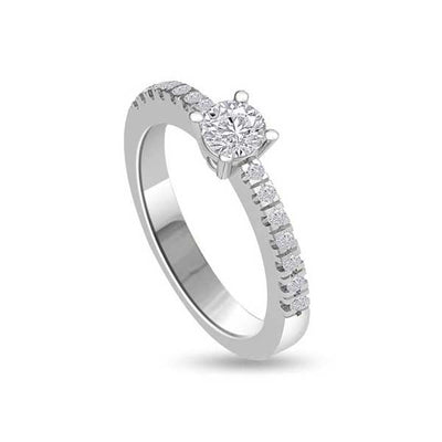 Solitaire Shoulder Diamond Engagement Ring Platinum - R128
