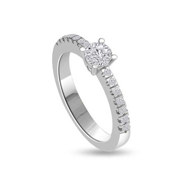 Solitaire Shoulder Diamond Engagement Ring 18ct White Gold - R128