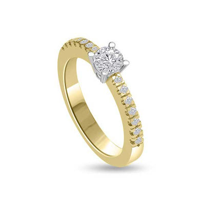 Solitaire Shoulder Diamond Engagement Ring 18ct Yellow Gold - R128