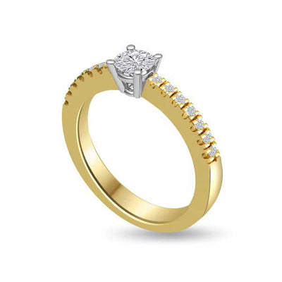 Solitaire Shoulder Diamond Engagement Ring 18ct Yellow Gold - R128