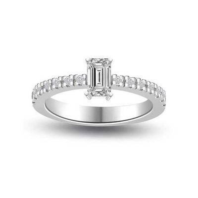 Solitaire Shoulder Diamond Engagement Ring 18ct White Gold - R174