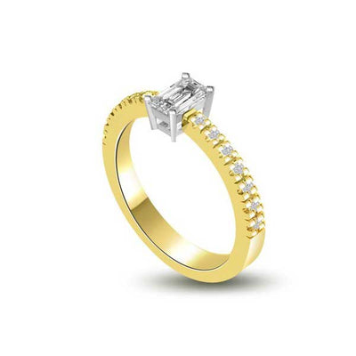 Anello di fidanzamento solitario composto con diamanti sul gambo in Oro Giallo 18ct - R174