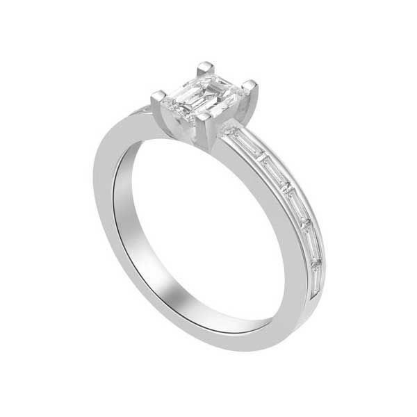 Solitaire Shoulder Diamond Engagement Ring Platinum - R187