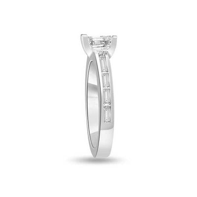 Solitaire Shoulder Diamond Engagement Ring Platinum - R187