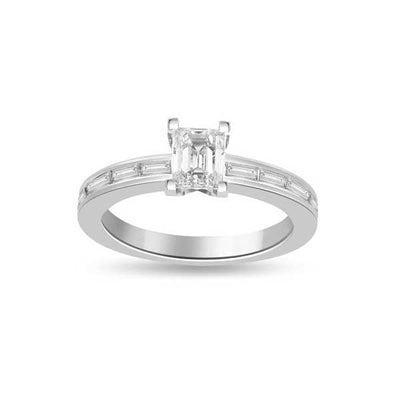 Solitaire Shoulder Diamond Engagement Ring 18ct White Gold - R187