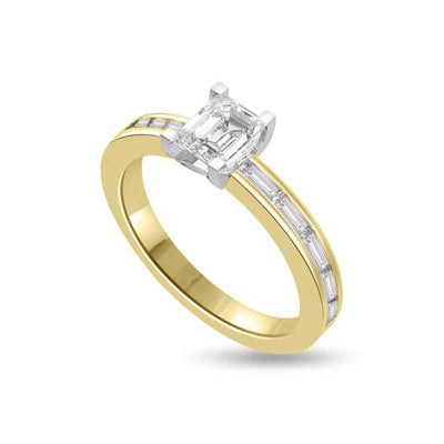 Solitaire Shoulder Diamond Engagement Ring 18ct Yellow Gold - R187