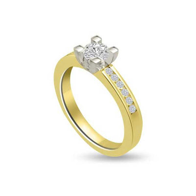 Solitaire Shoulder Diamond Engagement Ring 18ct Yellow Gold - R196