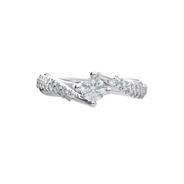 Solitaire Shoulder Diamond Engagement Ring Platinum - R272