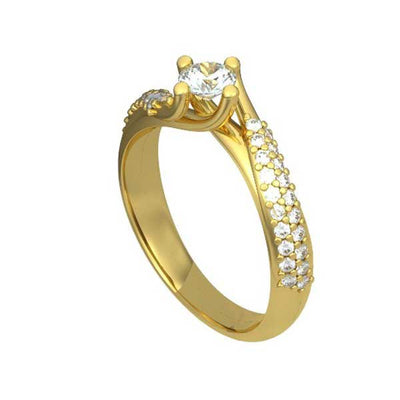 Anello di fidanzamento Solitario con Diamante sul Gambo in Oro Giallo 18ct - R272