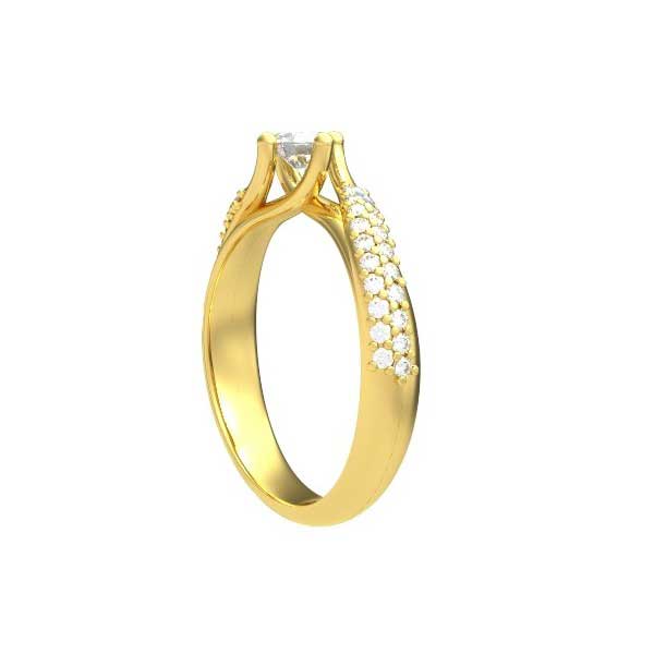 Anello di fidanzamento Solitario con Diamante sul Gambo in Oro Giallo 18ct - R272