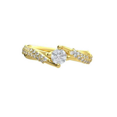 Solitaire Shoulder Diamond Engagement Ring 18ct Yellow Gold - R272