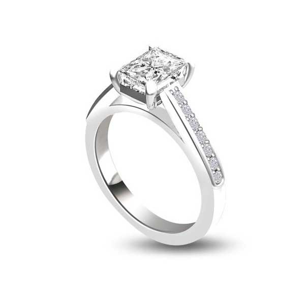Solitaire Shoulder Diamond Engagement Ring 18ct White Gold - R276