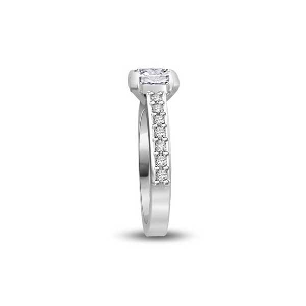 Anello di fidanzamento Solitario Composto con Diamanti sul Gambo in Oro Bianco 18ct - R277