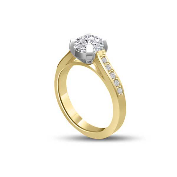 Solitaire Shoulder Diamond Engagement Ring 18ct Yellow Gold - R277