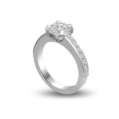 Solitaire Shoulder Diamond Engagement Ring 18ct White Gold - R280