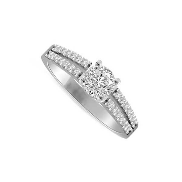 Solitaire Shoulder Diamond Engagement Ring Platinum - R281