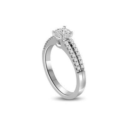 Solitaire Shoulder Diamond Engagement Ring 18ct White Gold - R281